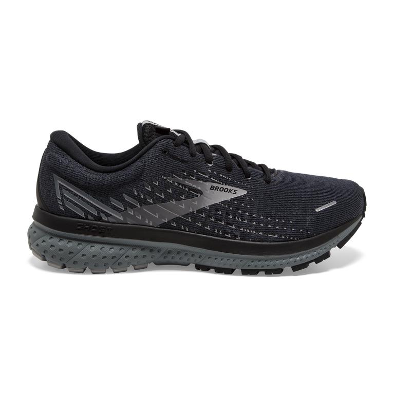 Brooks Ghost 13 Mens Road Running Shoes - Black/Grey/Silver/Stormy - Indonesia (XLOW-68041)